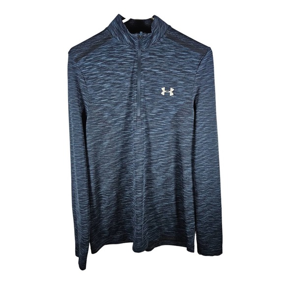 Under Armour Men's Long Sleeve Sweatshirt Heatgear Blue Medium Logo - Picture 1 of 5